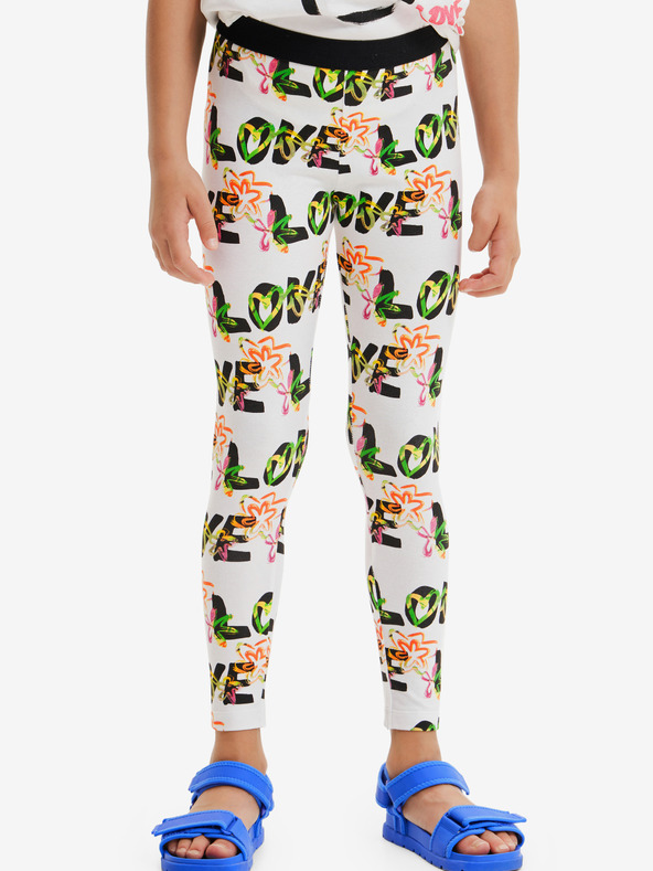 Desigual Bele dekliške nogavice z vzorcem Desigual Garden