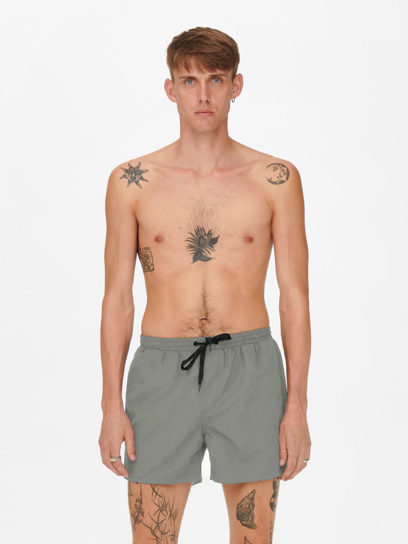 ONLY & SONS Sive moške kopalke ONLY & SONS Ted