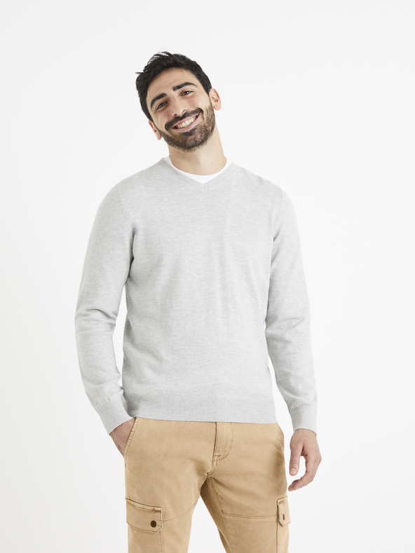 Celio Svetlo siv pulover Celio Veviflex