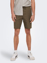 ONLY & SONS Rjave moške lanene kratke hlače ONLY & SONS Linus
