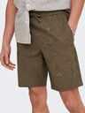 ONLY & SONS Rjave moške lanene kratke hlače ONLY & SONS Linus