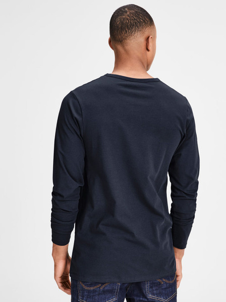 Jack & Jones Jack & Jones Basic Temno modra moška majica z dolgimi rokavi