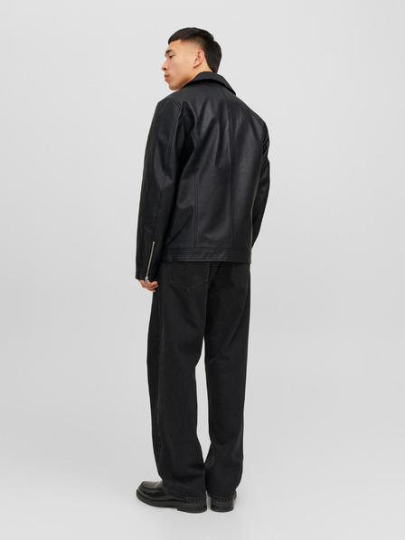 Jack & Jones Črna moška usnjena jakna Jack & Jones Rocky