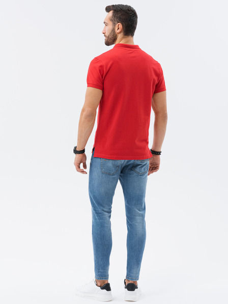 Ombre Clothing Rdeča moška osnovna polo majica Ombre Clothing
