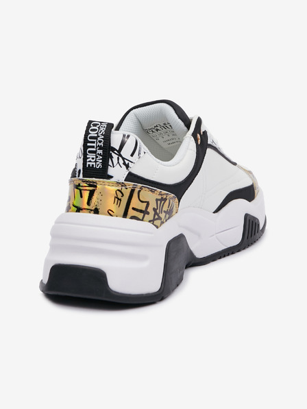 Versace Jeans Couture Črno-bele moške športne copate z usnjenimi detajli Versace Jeans Couture Fondo Stargaze 01
