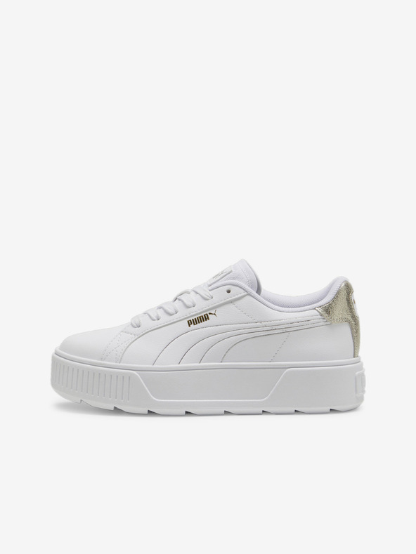 Puma Bele ženske usnjene superge s platformo Puma Metallic Shine