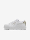 Puma Bele ženske usnjene superge s platformo Puma Metallic Shine