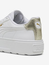 Puma Bele ženske usnjene superge s platformo Puma Metallic Shine