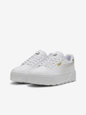 Puma Bele ženske usnjene superge s platformo Puma Metallic Shine