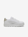 Puma Bele ženske usnjene superge s platformo Puma Metallic Shine