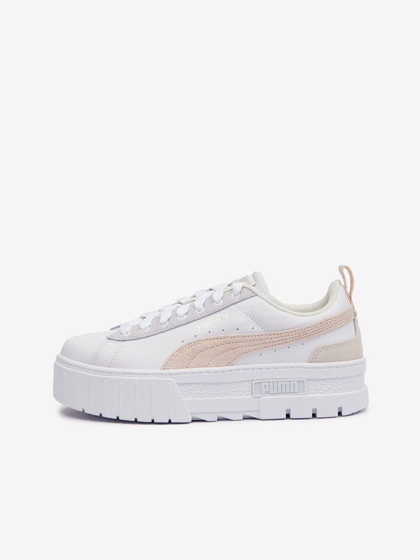 Puma Bele ženske usnjene superge na platformi Puma Mayze Mix Wns
