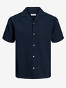 Jack & Jones Temno modra moška lanena srajca Jack & Jones