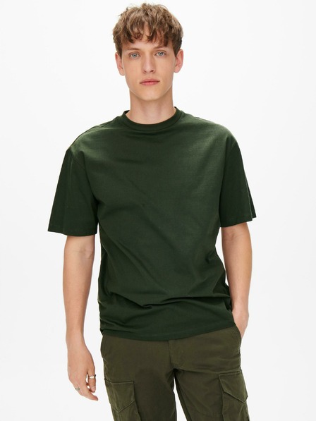 ONLY & SONS Temno zelena moška osnovna majica ONLY & SONS Fred
