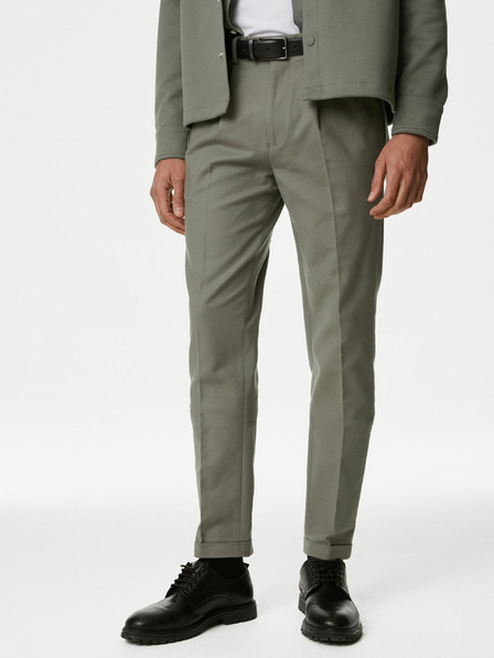 Marks & Spencer Zelene raztegljive moške hlače chino Marks & Spencer
