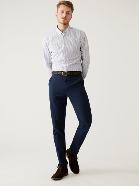 Marks & Spencer Temno modre tanke moške hlače chino s pasom Marks & Spencer