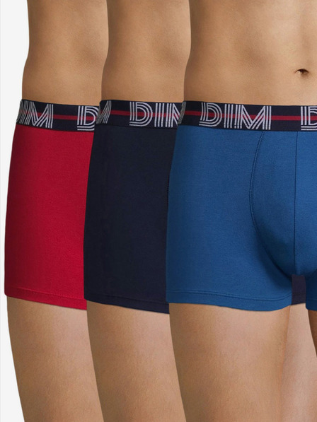 DIM Komplet treh moških boksaric v rdeči in modri barvi Dim POWERFUL BOXERS