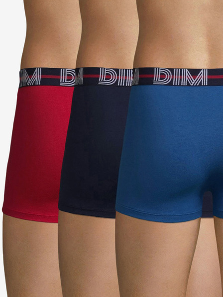 DIM Komplet treh moških boksaric v rdeči in modri barvi Dim POWERFUL BOXERS