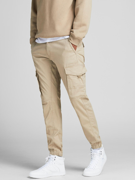 Jack & Jones Bež moške hlače Jack & Jones Paul z žepi