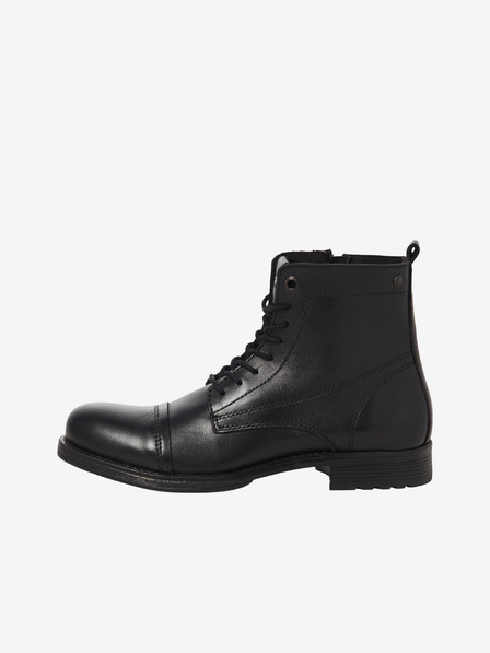 Jack & Jones Črni moški usnjeni zimski gležnjarji Jack & Jones Shaun