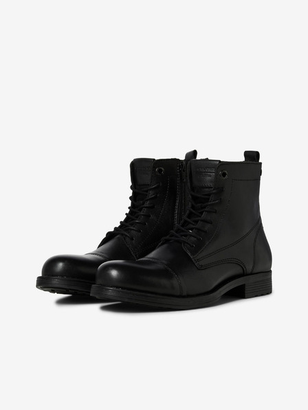 Jack & Jones Črni moški usnjeni zimski gležnjarji Jack & Jones Shaun