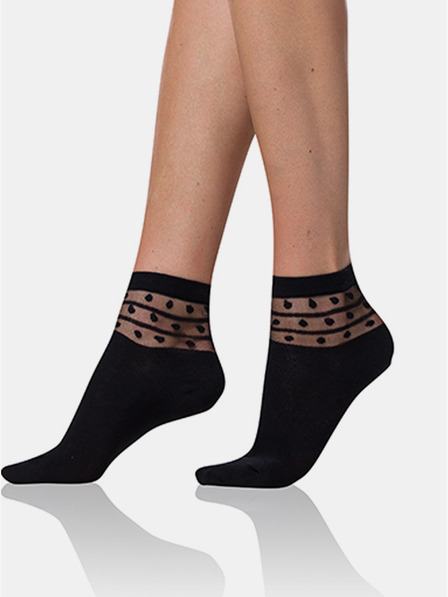 Bellinda Črne ženske nogavice z okrasnimi detajli Bellinda TRENDY COTTON SOCKS