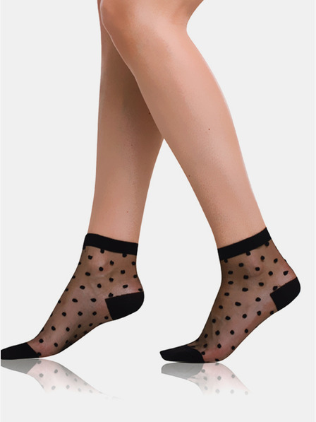 Bellinda Črne ženske svilene nogavice s pikami Bellinda TRENDY SOCKS