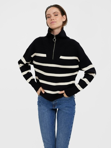 Vero Moda Krem in črn črtast pulover VERO MODA Saba