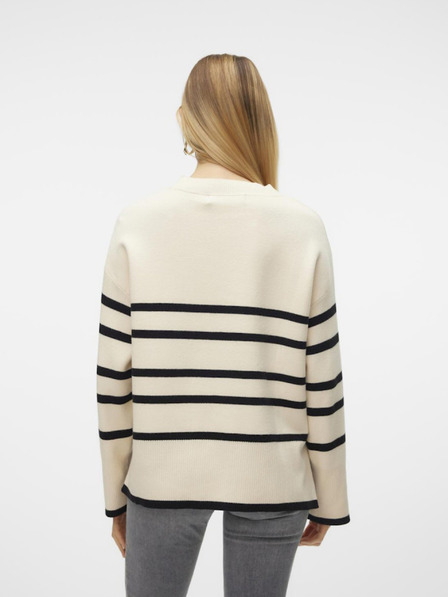 Vero Moda Črno-kremast ženski črtast pulover Vero Moda Saba
